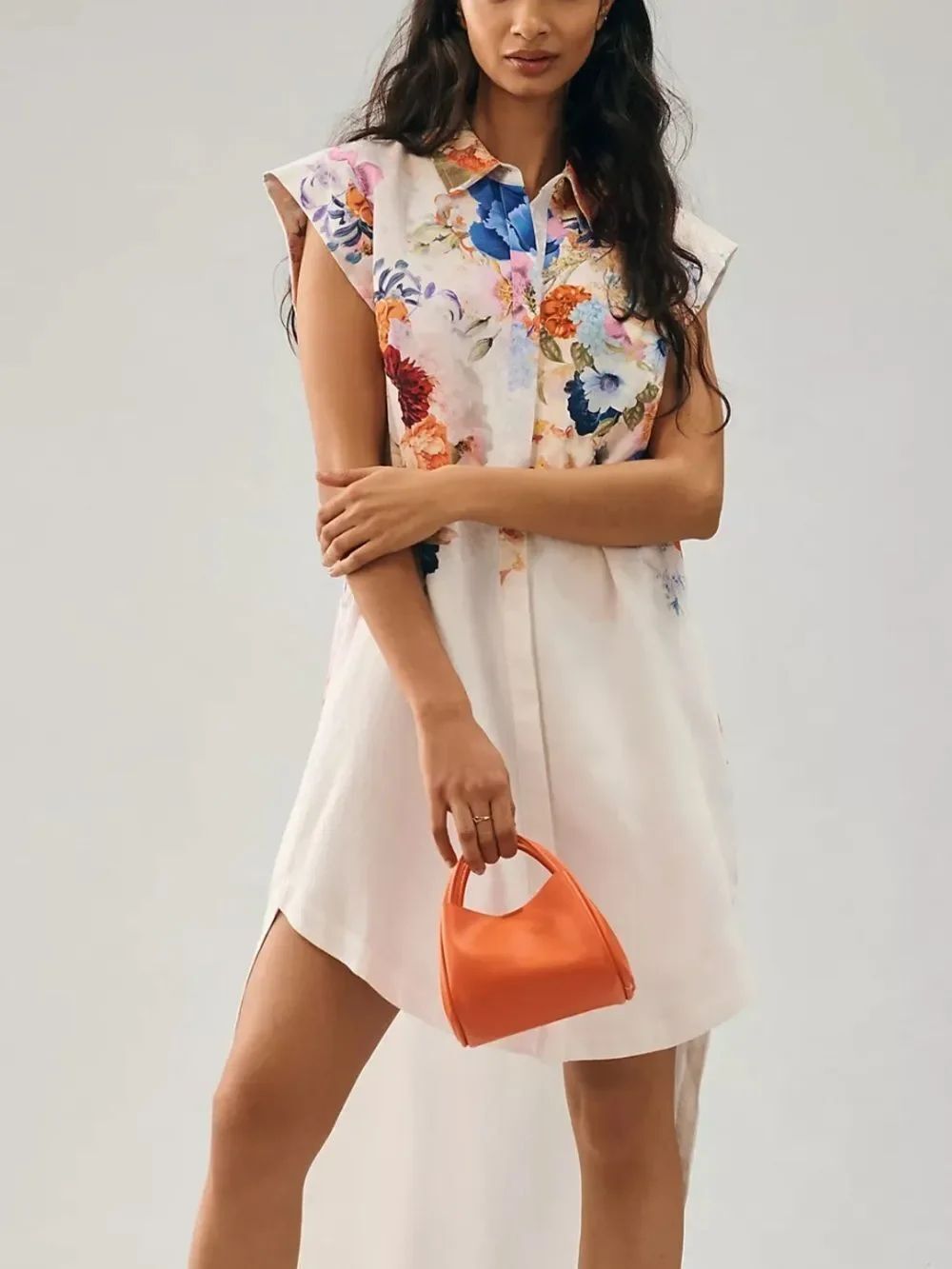 Maeve Floral High-Low Shirt Dress